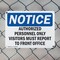 Signmission Visitors Must Report To Front Office OSHA Notice Sign, Plastic, 14in W x 10in L, 2PK OS-2PACK-NS-P-1014-L-16839 - alternate 5